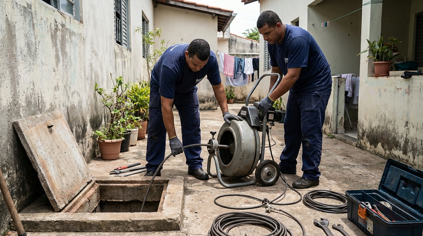 Desentupimento de Coluna Sanitária em Praia Grande‑SP