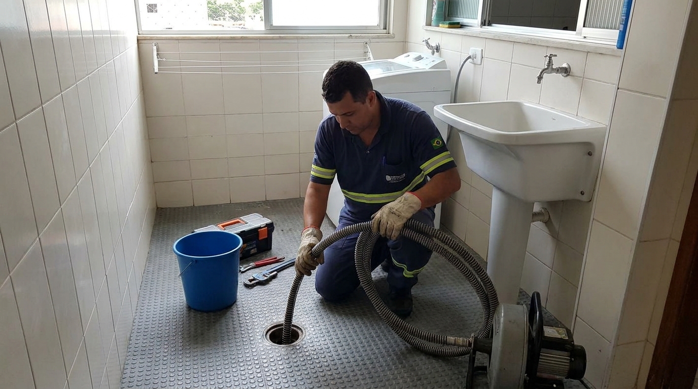 Desobstrução na Cozinha na Flórida, Praia Grande‑SP